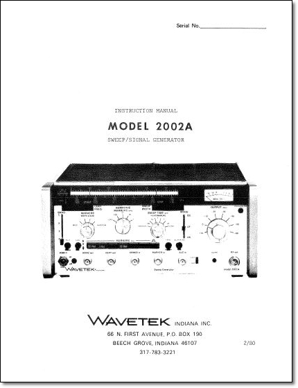 Wavetek 2002a Instruction Manual Wavetek 2002a Instruction Manual